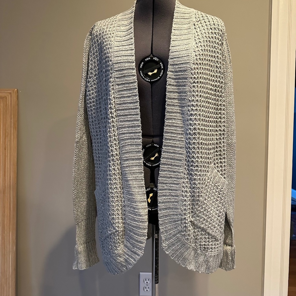Ice blue chunky knit cardigan, NWT